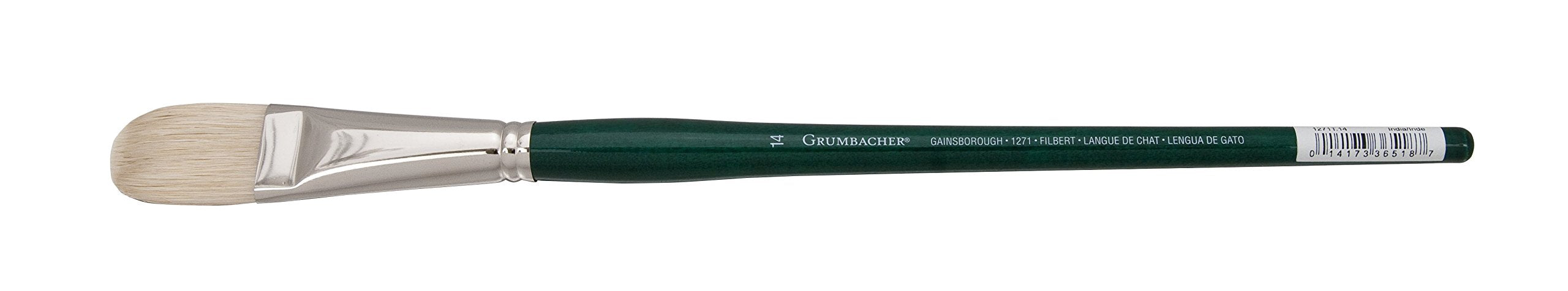 Grumbacher Gainsborough Filbert Oil and Acrylic Brush, Hog Bristle, Size 14 (1271T.14)