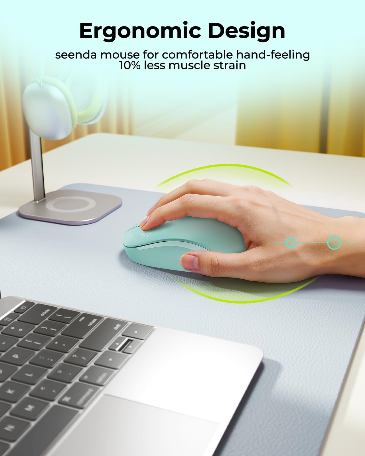 seenda Wireless Mouse for Laptop, 2.4G Noiseless Mouse with USB Receiver - Optical Tracking Portable Computer Mice for Chromebook, PC, Tablet, Windows System, 24 Months Battery Life - Mint Green