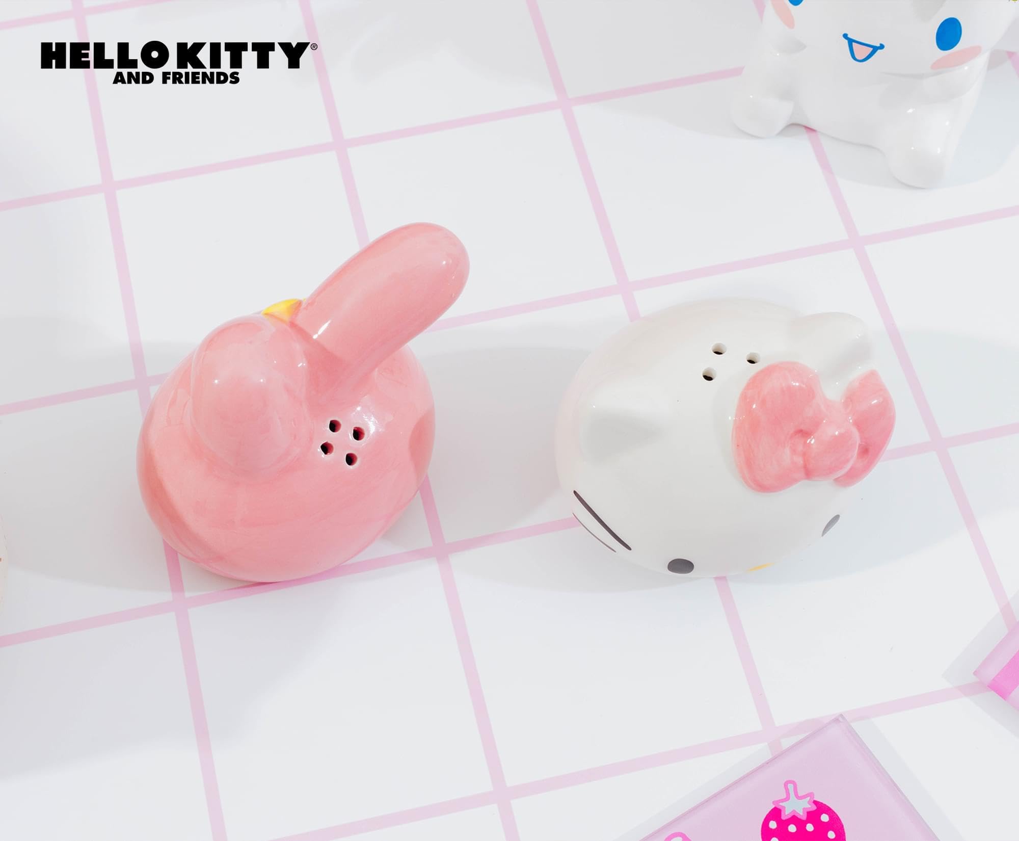 Silver Buffalo Sanrio Hello Kitty And My Melody 3D Sculpted Ceramic Salt and Pepper Shaker Set