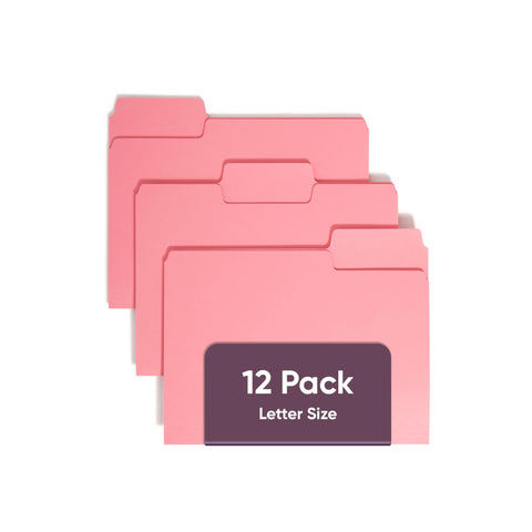 Smead SuperTab File Folders, Oversized 1/3-Cut Tab, Letter Size, Dark Pink, 12 per Pack (11819)