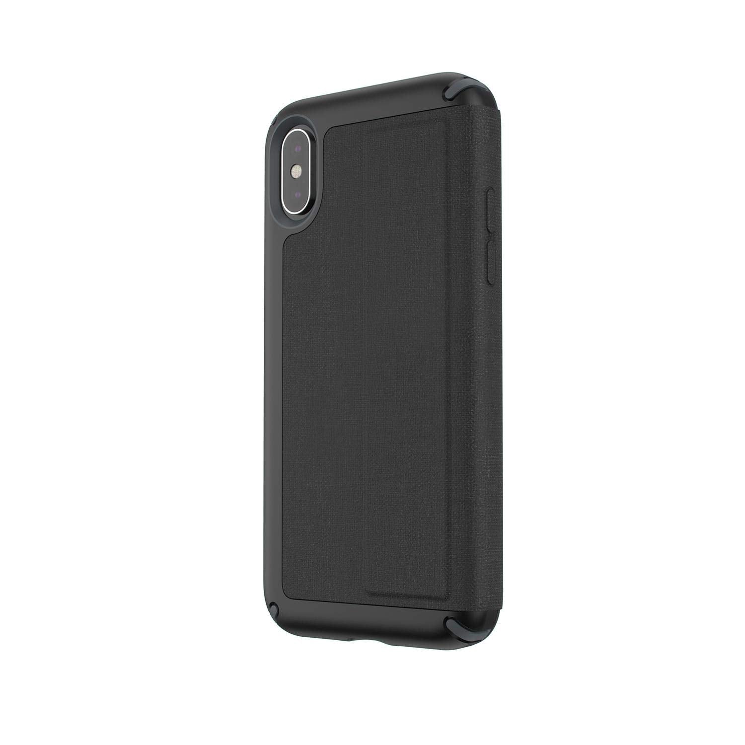 Speck Products Presidio Folio iPhone Xs/iPhone X Case, Heathered Black/Black/Slate Grey