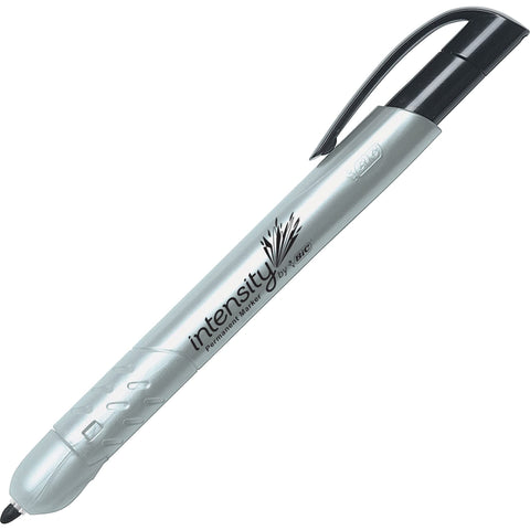 BIC Intensity Retractable Permanent Markers, Fine Point, Black, Pack Of 12 Markers