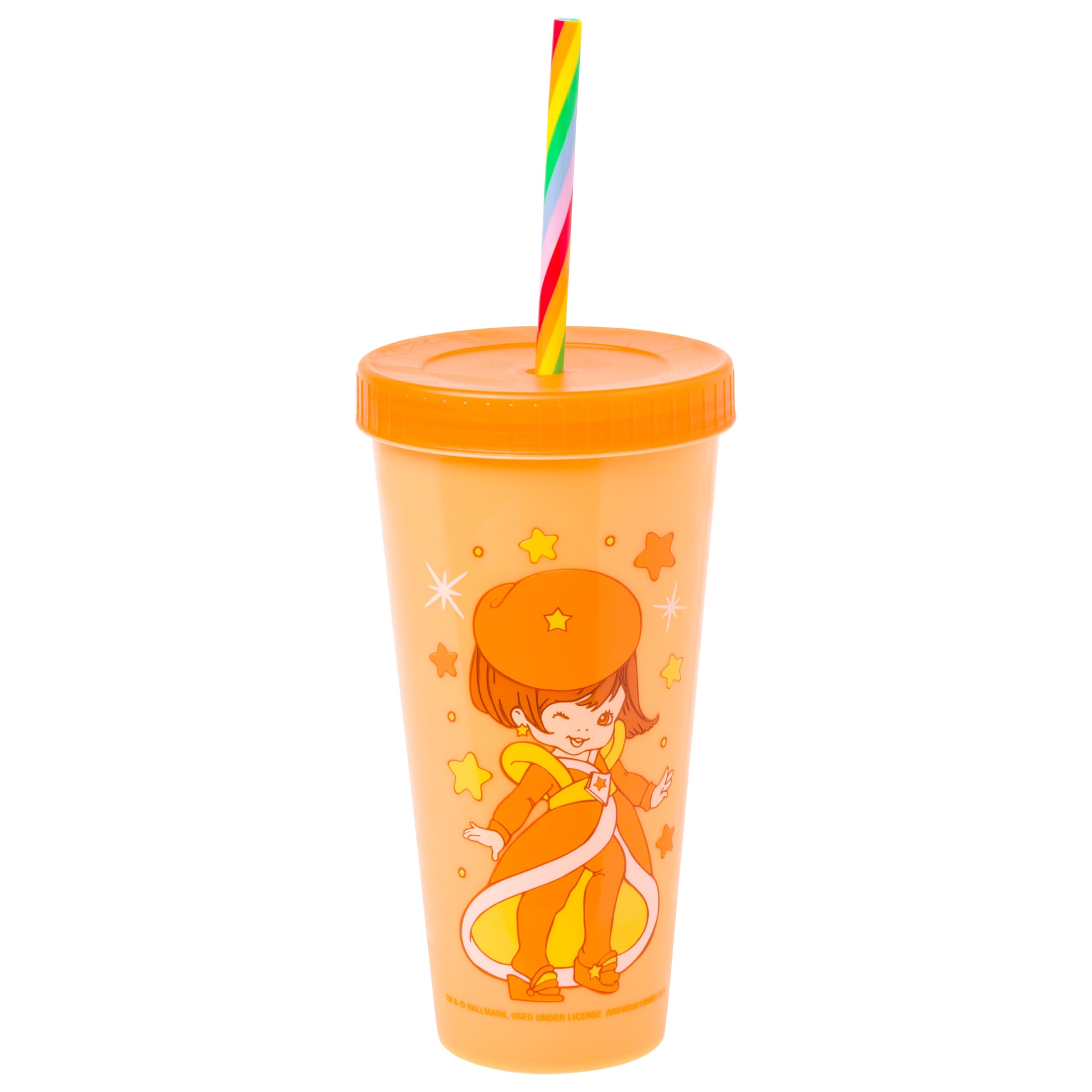 Silver Buffalo Rainbow Brite 4 pack Color Change Plastic Tumbler Set Featuring Rainbow Brite, Patty O’Green, La La Orange, and Shy Violet, 24 Ounces