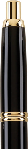 PILOT Vanishing Point Collection Refillable & Retractable Fountain Pen, Black Barrel with Gold Accents, Blue Ink, Broad Nib (60365)