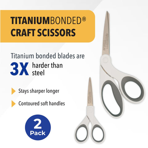 Westcott 5-Inch Micro-Tip & 8-Inch Bent Craft Fabric Scissors - Titanium Bonded Blades for Heavy Fabric and Precise Snips, 2 Pack