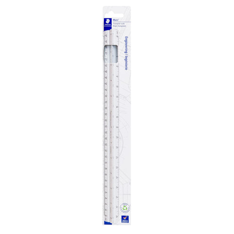STAEDTLER 12in Engineer Scale Ruler - Triangular Engineering Ruler with 6 Scales(10-60 Parts/Inch), Color-Coded Grooves, Plastic