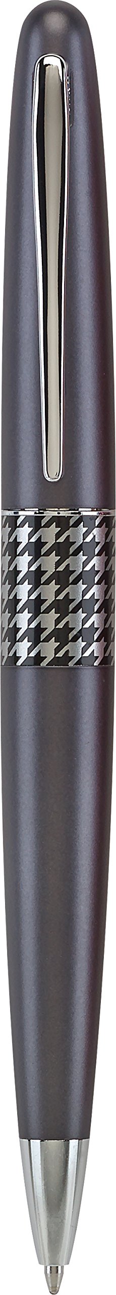 PILOT MR Retro Pop Collection Ballpoint Pen in Gift Box, Gray Barrel with Houndstooth Accent, Medium Point Stainless Steel Nib, Refillable Black Ink (91425)