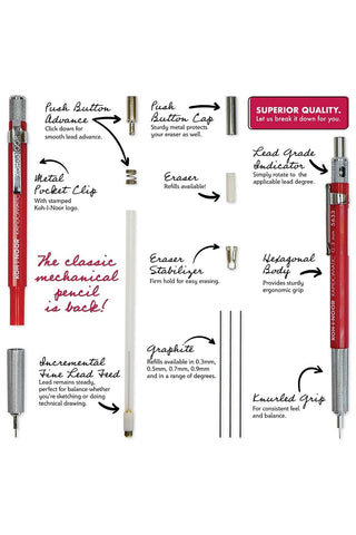 KOH-I-Noor Rapidomatic Mechanical Pencil, .5mm Lead, White, 1 Each (5635)