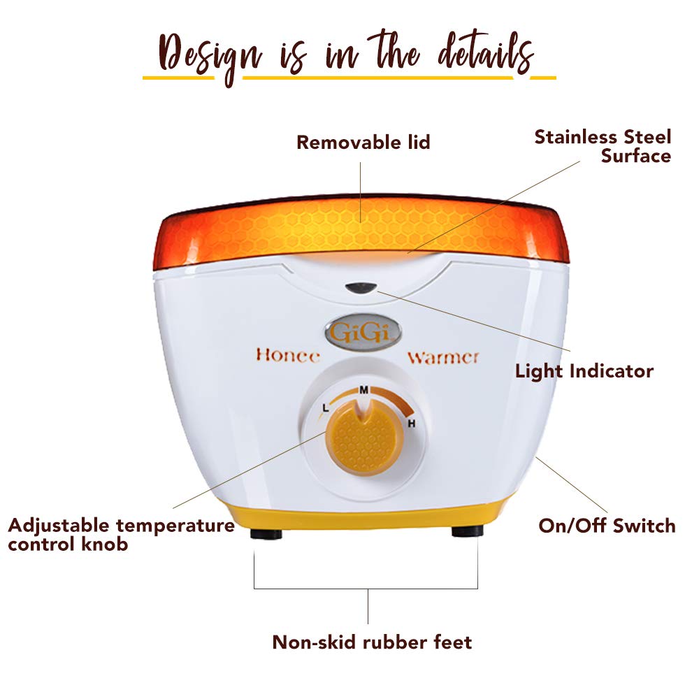 GiGi Honee Wax Warmer Kit - Hair Removal Waxing Kit with All-Purpose Wax & Collars, Ideal for At-Home & Salon Use on Face, Body, Legs & Arms