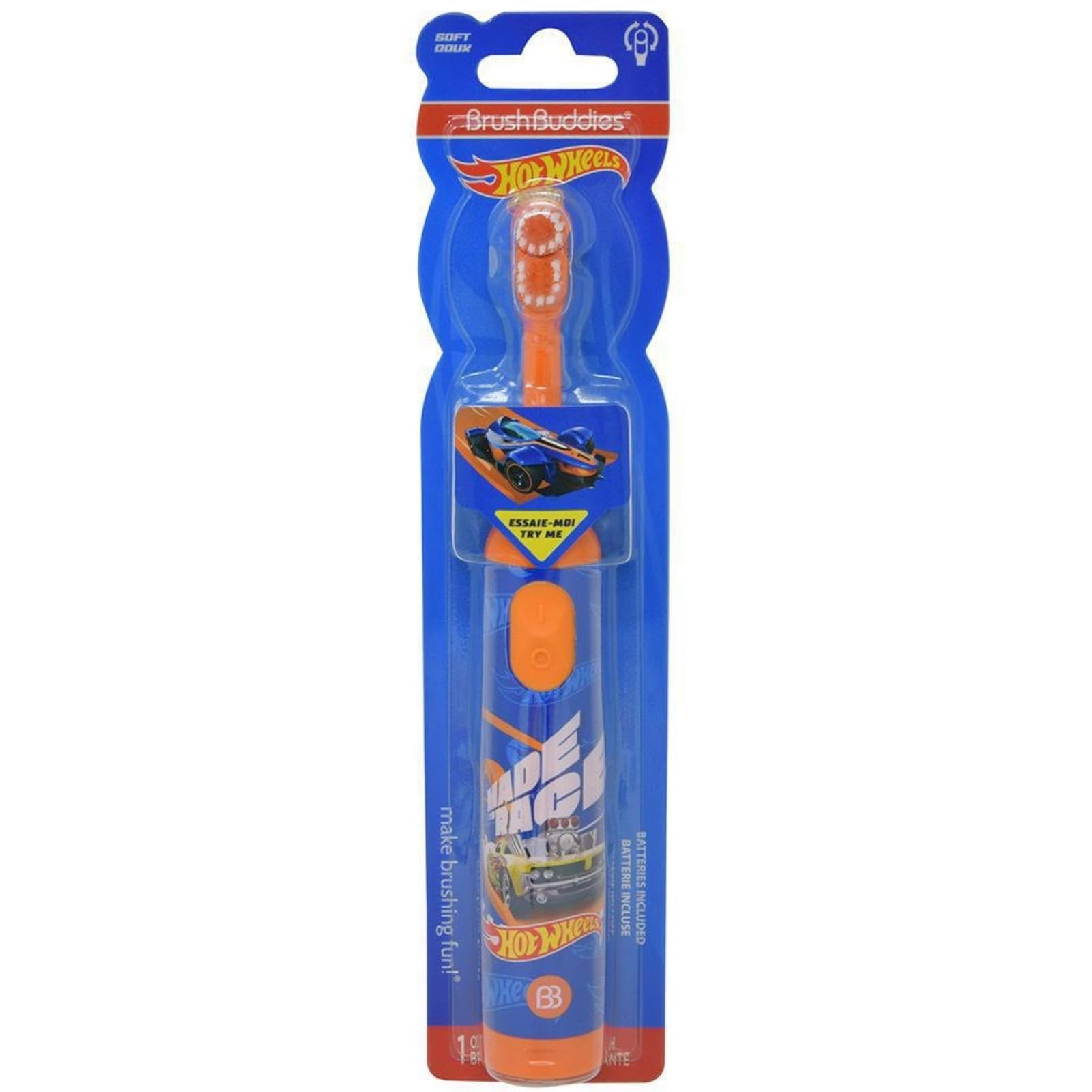 Brush Buddies Hot Wheels Electric Toothbrush, Kids Electric Toothbrushes, Battery Toothbrush, Toddler Electric Toothbrush for Kids 4-7