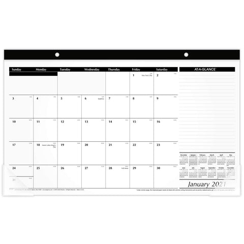 2021 Desk Calendar, AT-A-GLANCE Desk Pad Calendar, 17-3/4" x 11", Compact (SK140021)
