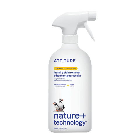 ATTITUDE Stain Remover Spray for Laundry, Removes Odors & Stains, Plant-Based & Vegan, Citrus Zest Scent, 27.1 Fl Oz