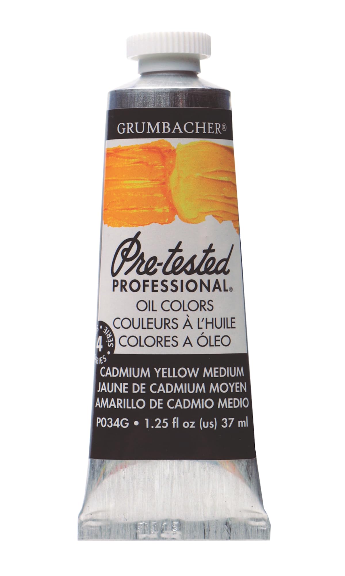 Grumbacher Pre-Tested Oil Paint, 37ml/1.25 Ounce, Cadmium Yellow Medium (P034G)