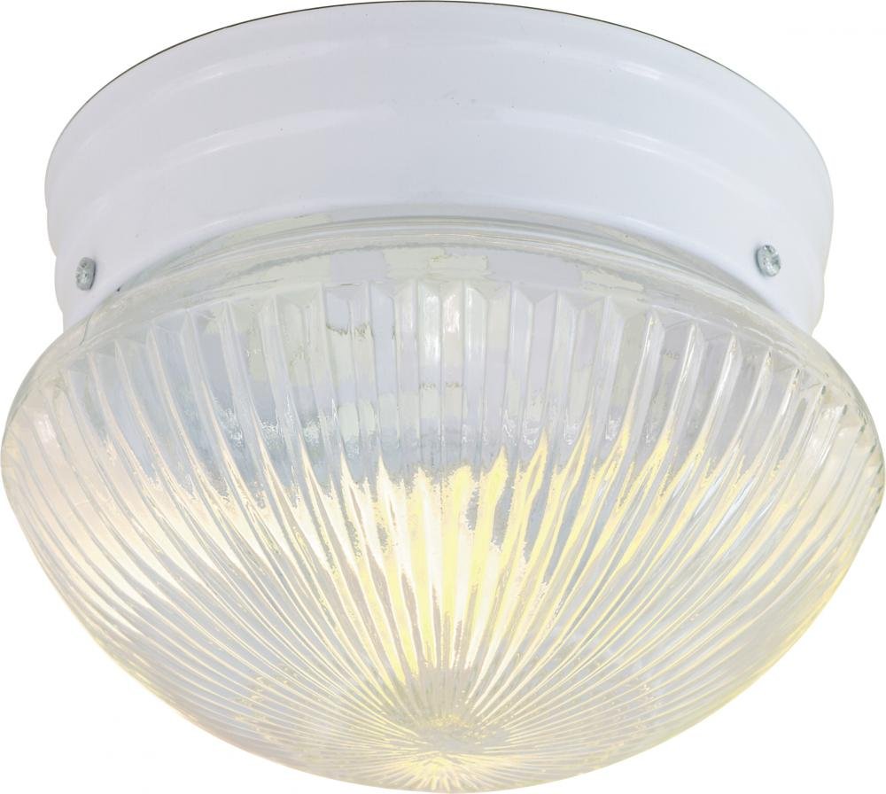 NUVO SF76/253 Two Light Mushroom Flush Mount, White/Ribbed Glass