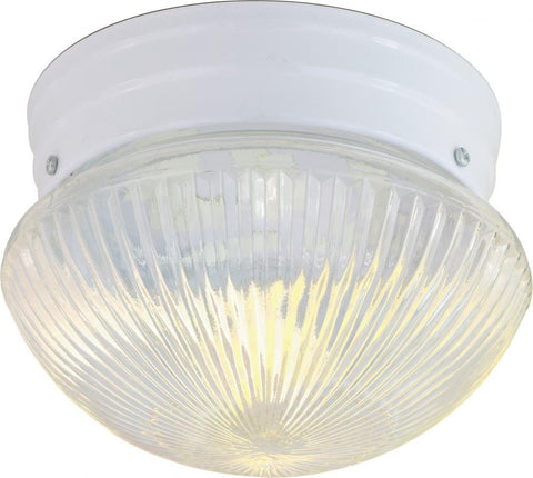 NUVO SF76/253 Two Light Mushroom Flush Mount, White/Ribbed Glass