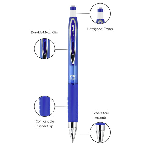 uni-ball 207 Mechanical Pencil, 0.7mm, HB #2, Blue Barrel, 12 Count
