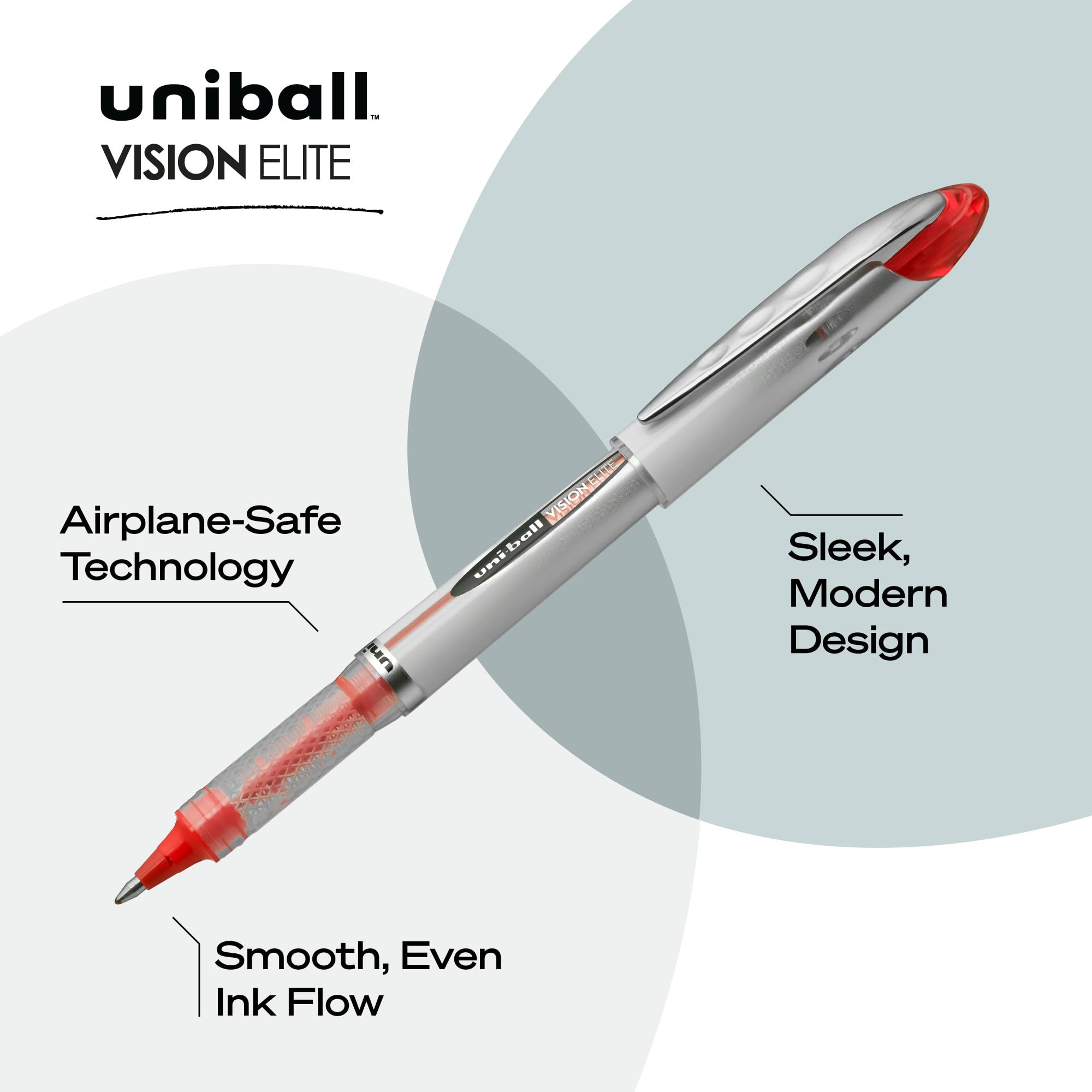 uni-ball uniball Vision Elite Rollerball Pens with 0.8mm Bold Point, Red, 12 Count