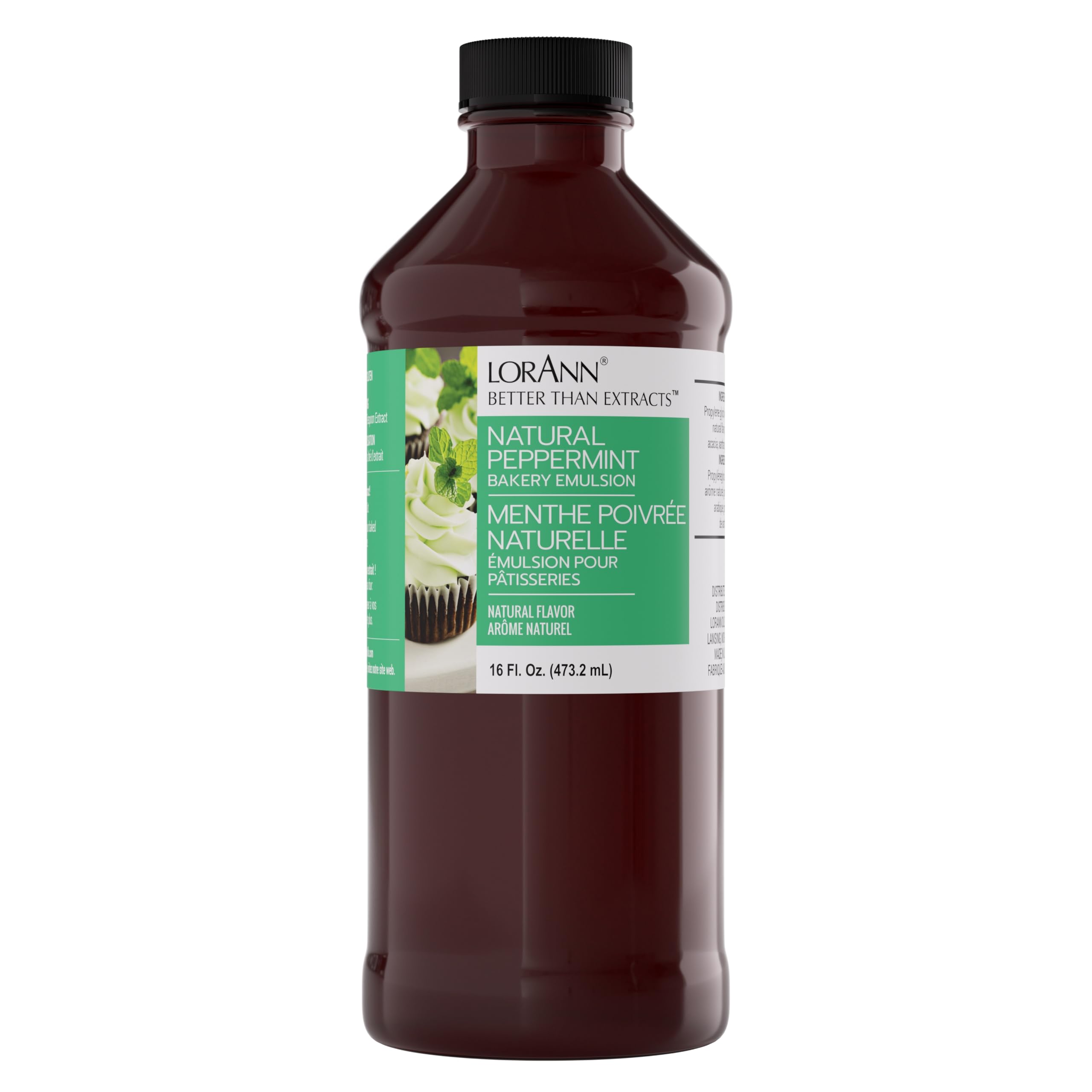 LorAnn Oils Peppermint Bakery Emulsion: True Essence, Ideal for Boosting Fruit Tones in Cakes, Cookies & Desserts, Gluten-Free, Keto-Friendly, Extract Substitute Essential for Your Kitchen, 16 Oz