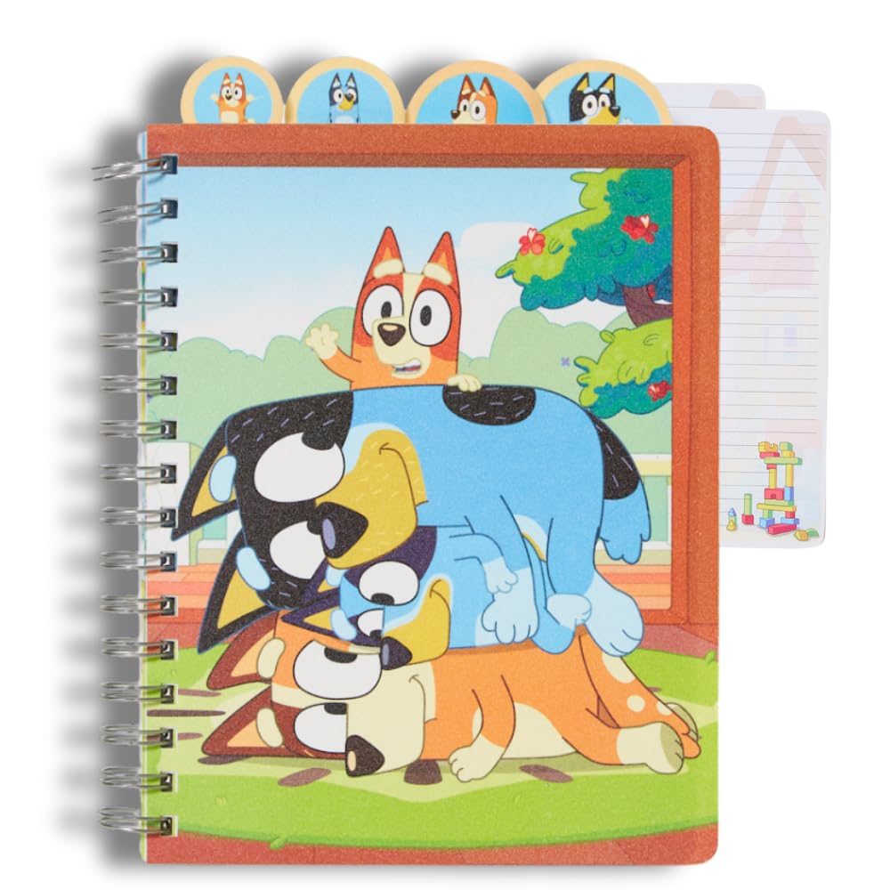 Innovative Designs Bluey Tab Journal Notebook, Spiral Bound, 96 Lined Pages, 8 x 7 inches, Blue