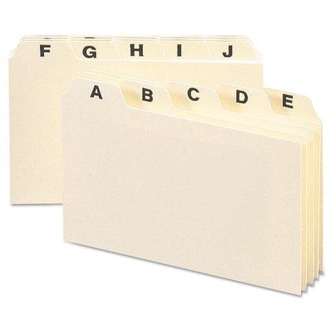 Smead Card Guide, Plain 1/5-Cut Tab (A-Z), 6" W x 4" H, Manila, 25 per Set (56076)