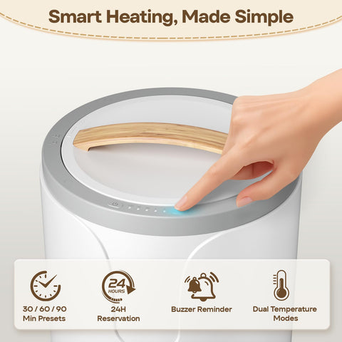 VIPBATH 20L Luxury Towel Warmer for Bathroom, Dual Heat, 30/60/90 Min Presets, Stainless Steel Interior, Tip-Over Auto Shut-Off, Includes 12 Fragrance Discs, Perfect Spa Gift for Home