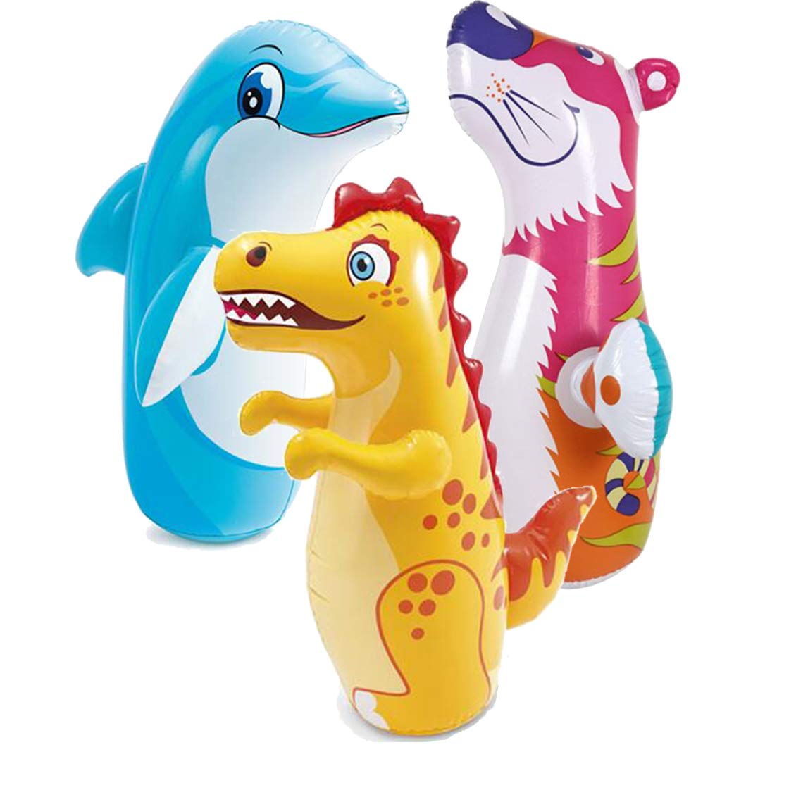 INTEX 3D Bop Bag Blow Up Inflatable Tiger, Dinosaur & Dolphin. (Package will include any 1 item)