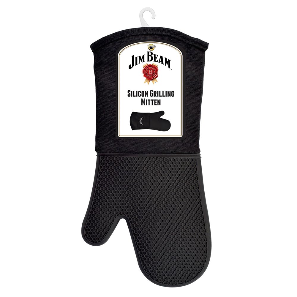 Jim Beam JB0205 Soft and Comfortable Black Silicone Grilling Mitten, Large