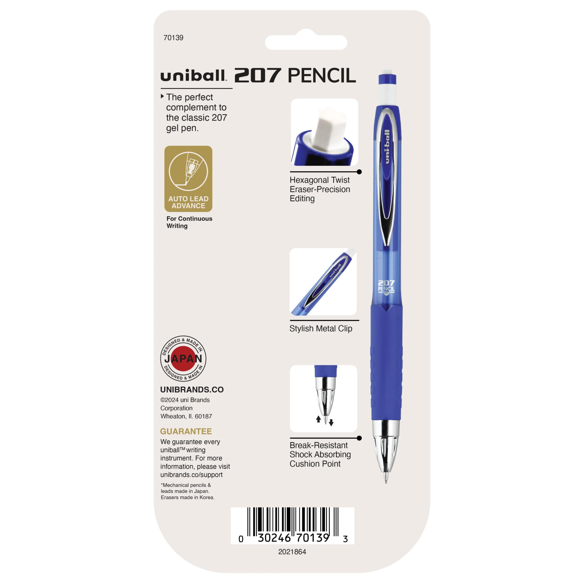 uniball 207 Mechanical Pencil Starter Kit, 0.7mm, HB #2, Assorted Barrels, 3 Pack