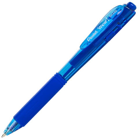 Pentel Wow! Retractable Ballpoint Pen, (1.0mm) Medium Line, Blue Ink, Pack of 5 (BK440BP5C)