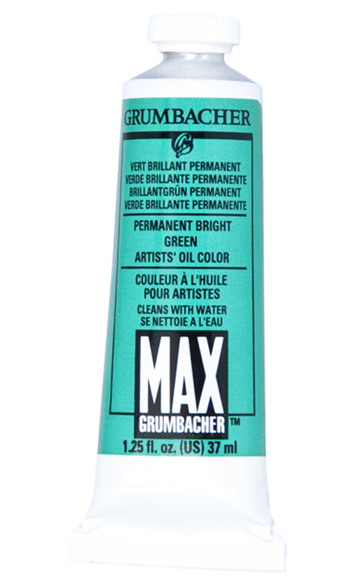 Grumbacher Max Water Miscible Oil Paint, 37ml/1.25 oz, Permanent Bright Green