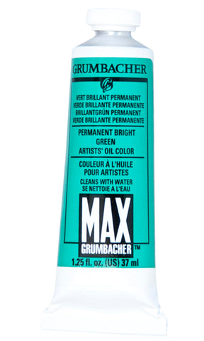 Grumbacher Max Water Miscible Oil Paint, 37ml/1.25 oz, Permanent Bright Green