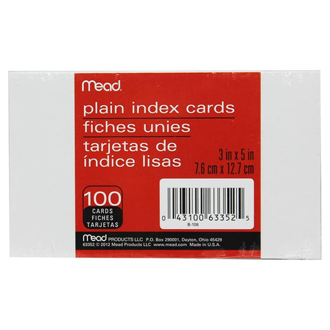 Mead #63352 100CT 3x5 Index Card