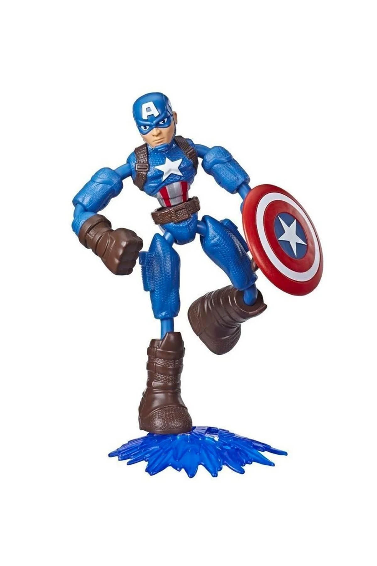 Avengers Marvel Bend and Flex Action Figure Toy, 6-Inch Flexible Captain America Figure, Includes Blast Accessory, for Kids Ages 4 and Up