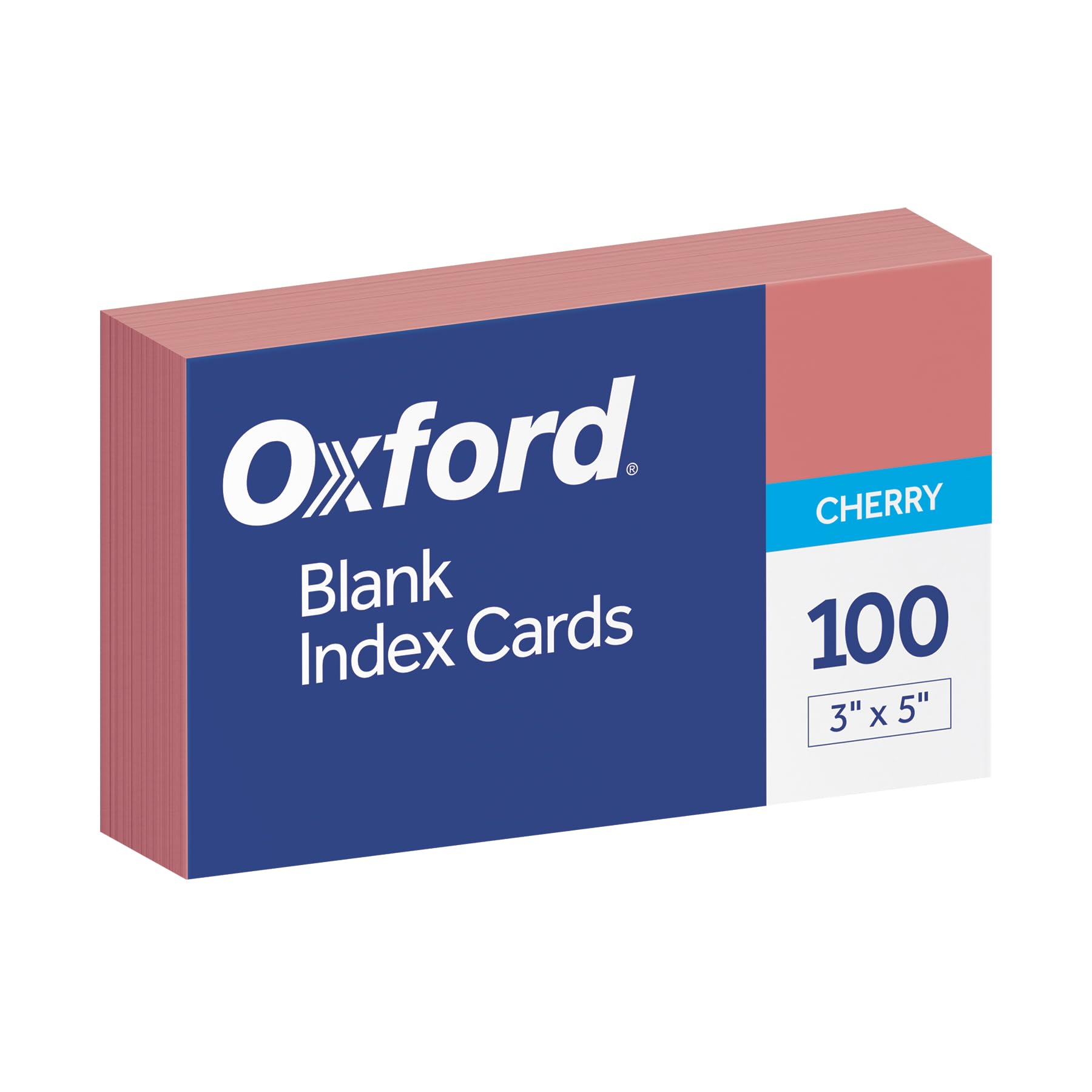 Oxford Blank Color Index Cards, 3" x 5", Cherry, 100 Per Pack (7320 CHE)