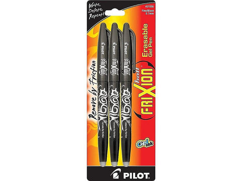 Pilot, FriXion Ball Erasable & Refillable Gel Ink Pens, Fine Point 0.7 mm, Pack of 3, Black