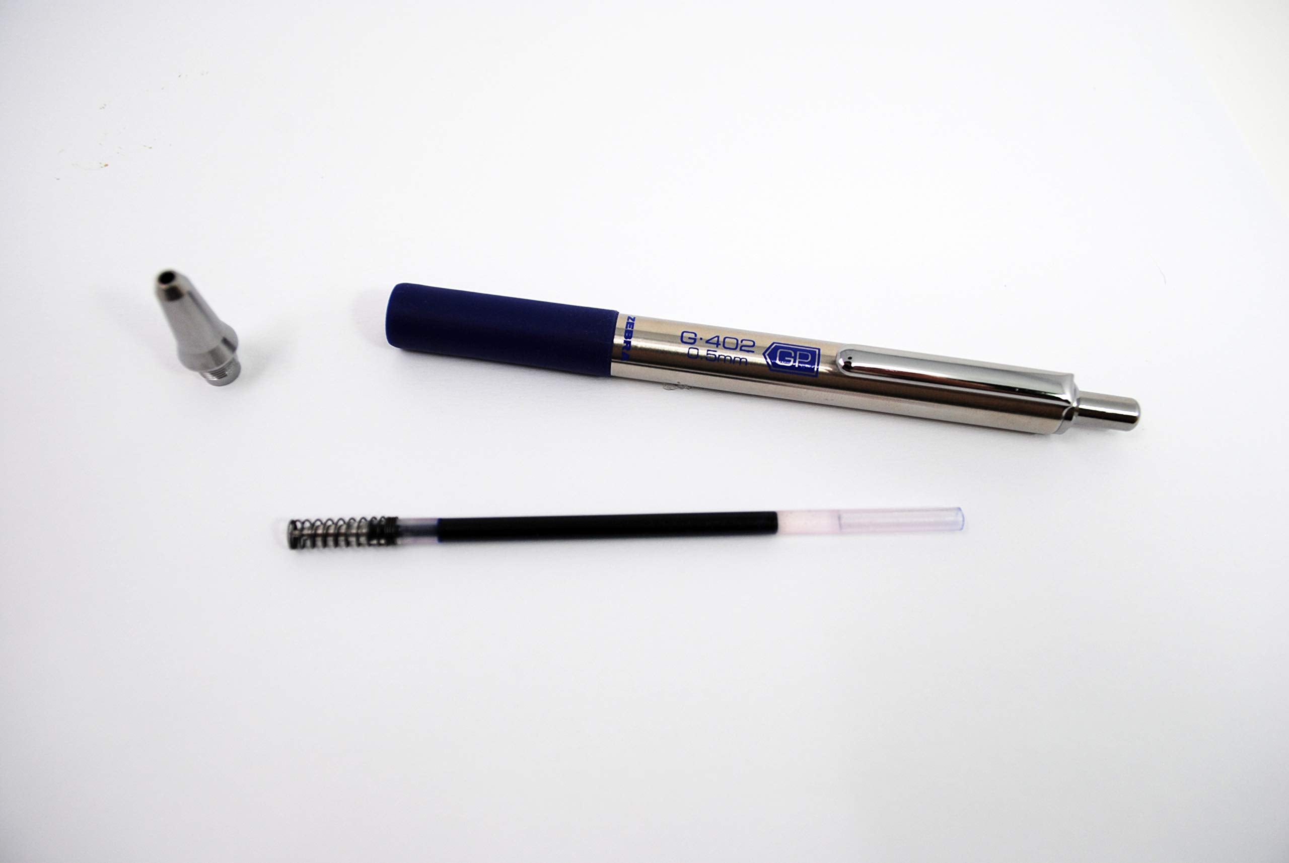 Zebra Pen STEEL G-402 Retractable Gel Pens - 0.5mm Fine Point - Smooth Blue Ink - Rapid Dry Ink for No Smears or Smudges - Refillable Stainless Steel Writing Pens for Office, School - 2 Pack (49922)