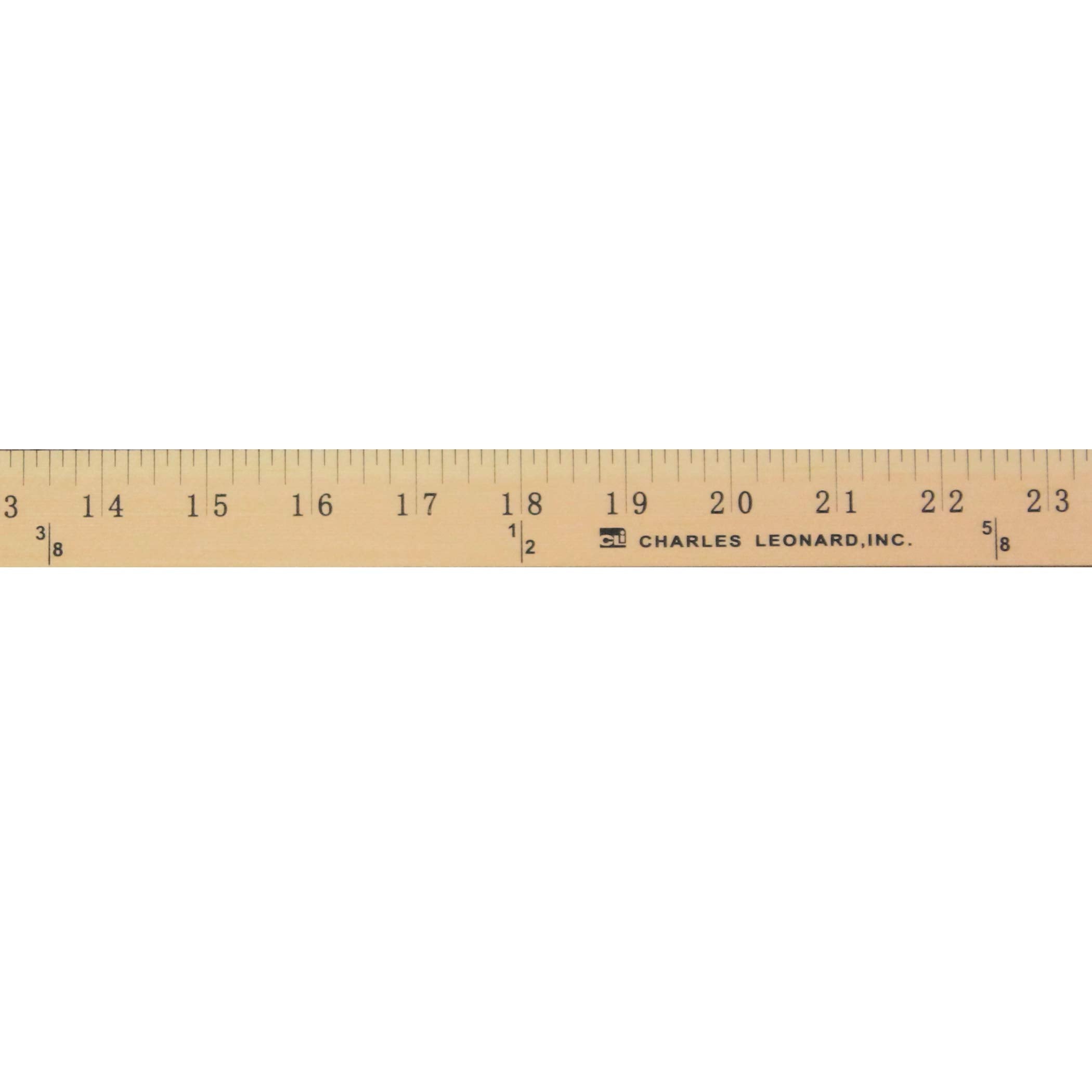 Charles Leonard Metal Edged Yardstick Ruler, Inches and 1/8 Yard Measurements, Natural Wood, 36 Inches (77565)
