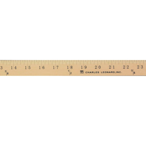 Charles Leonard Metal Edged Yardstick Ruler, Inches and 1/8 Yard Measurements, Natural Wood, 36 Inches (77565)