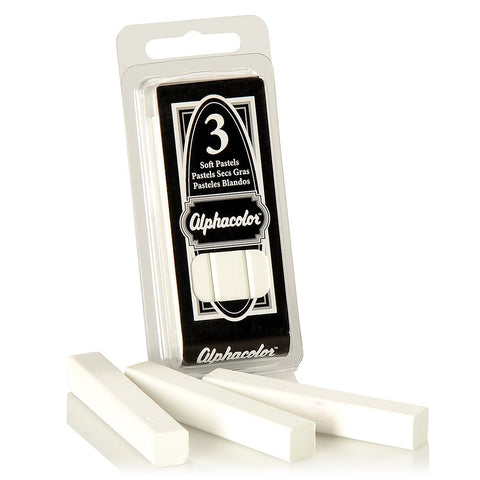 Derwent Alphacolor Round Soft Pastels, White, 3 Pastels per Pack (105W)