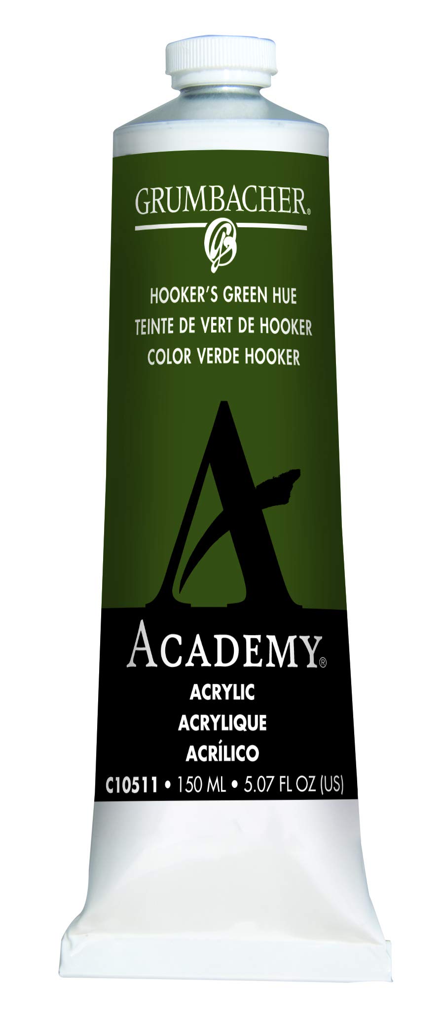 Grumbacher Academy Acrylic Paint, 150ml/5.07 oz Plastic Tube, Hooker's Green Hue (C10511)