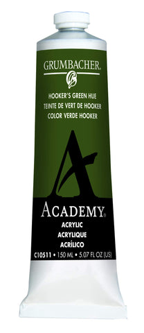 Grumbacher Academy Acrylic Paint, 150ml/5.07 oz Plastic Tube, Hooker's Green Hue (C10511)