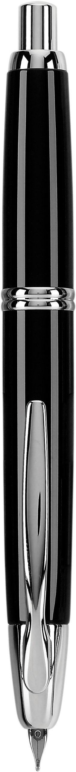 PILOT Vanishing Point Collection Refillable & Retractable Fountain Pen, Black Barrel with Rhodium Accents, Blue Ink, Broad Nib (60342)