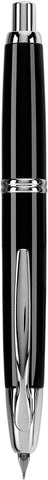 PILOT Vanishing Point Collection Refillable & Retractable Fountain Pen, Black Barrel with Rhodium Accents, Blue Ink, Broad Nib (60342)