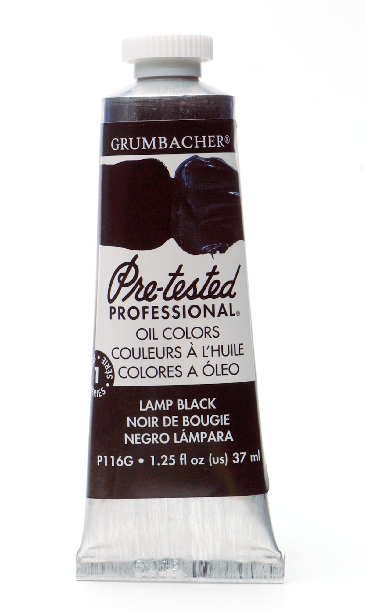 Grumbacher Pre-Tested Oil Paint, 37ml/1.25 Ounce, Lamp Black (P116G)