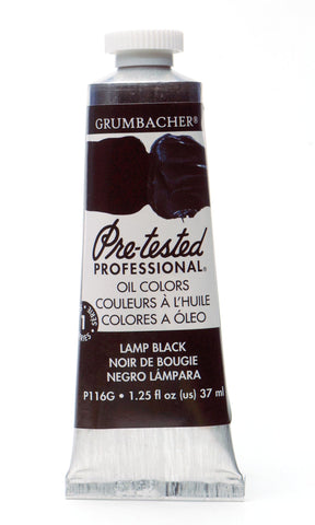 Grumbacher Pre-Tested Oil Paint, 37ml/1.25 Ounce, Lamp Black (P116G)