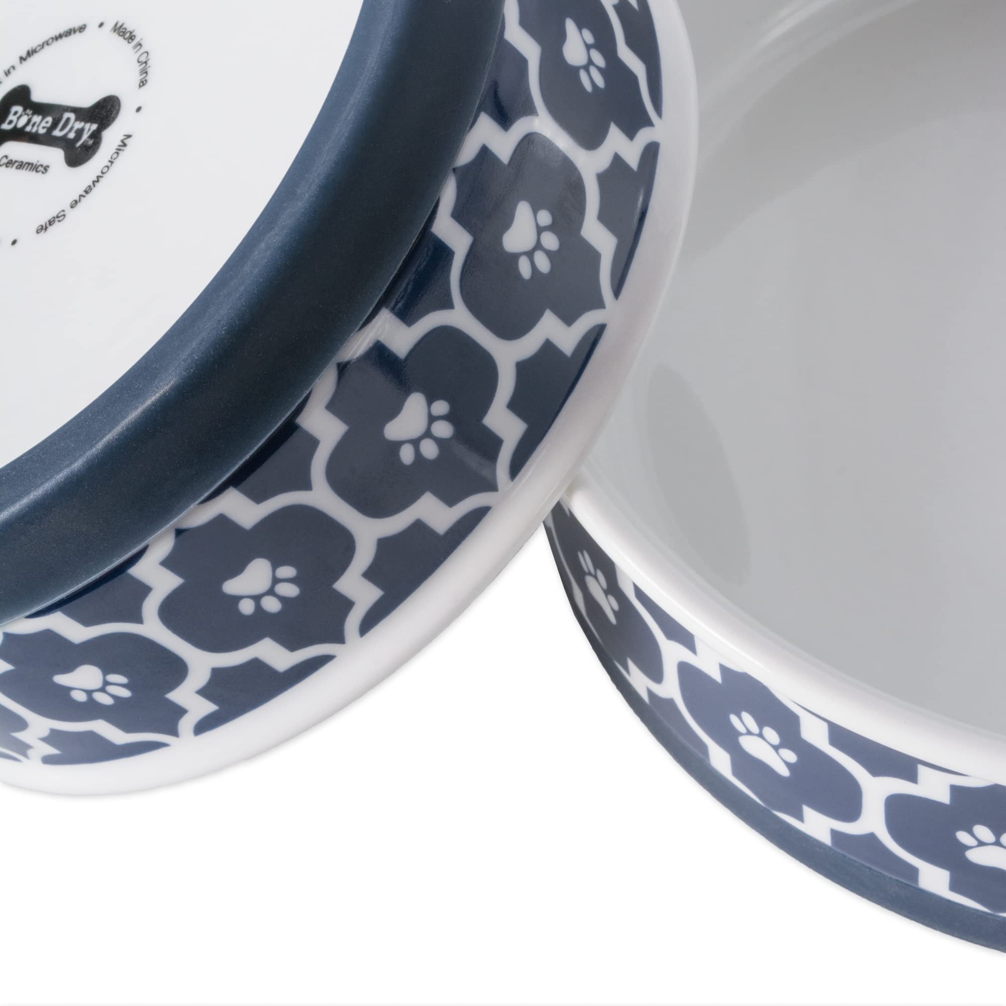 Bone Dry Lattice Collection Pet Bowl & Canister, Small Set, 4.25x2", Nautical Blue, 2 Count