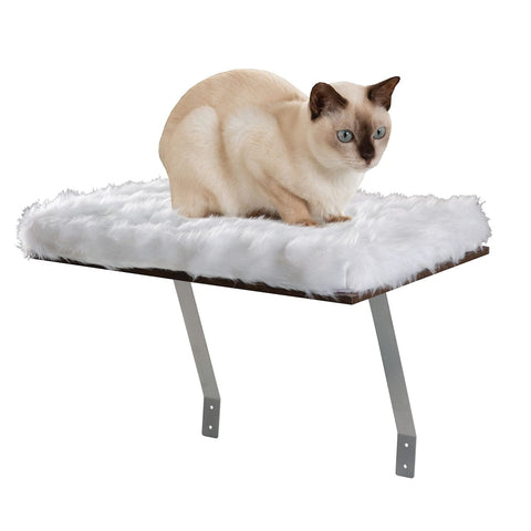 Etna Window Mount Cat Perch - Window Sill Shelf, Padded Cat Wall Bed, Space Saving Furniture for Pets, Removable Faux Sheepskin Cover, Holds 20-35 Pounds