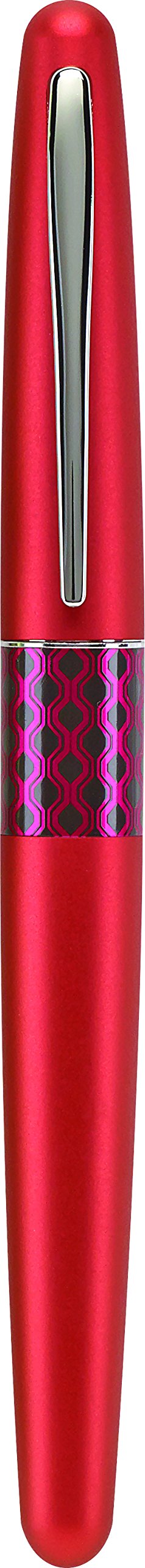 PILOT MR Retro Pop Collection Fountain Pen in Gift Box, Red Barrel with Wave Accent, Medium Point Stainless Steel Nib, Refillable Black Ink (91442)