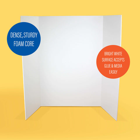 Flipside Products 36” x 48” Foam Project Boards for Presentations, Science Fair, School Projects, Event Displays and Trifold Picture Board - White 3/16'' Thick - 24 Pack
