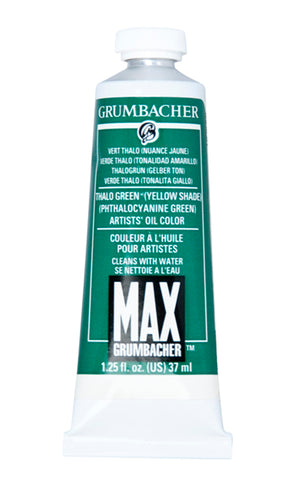 Grumbacher Max Water Miscible Oil Paint, 37ml/1.25 oz, Thalo Green (Yellow Shade)